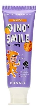 гелевая зубная паста c ксилитом и вкусом манго от 3 лет dino's smile kids gel toothpaste mango 60г