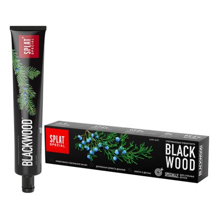 отбеливающая чёрная зубная паста без фтора splat special blackwood чёрное дерево