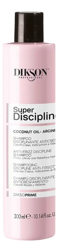 шампунь для пушистых вьющихся волос с кокосовым маслом diksoprime super discipline anti-frizz shampoo 300мл