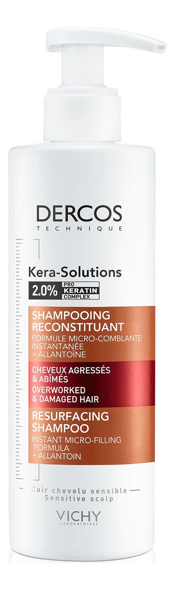 шампунь с комплексом про-кератин реконструирующий поверхность волос dercos kera-solutions 250мл