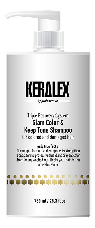 шампунь для волос дуо-сияние и защита цвета keralex glam color & keep tone shampoo: шампунь 750мл