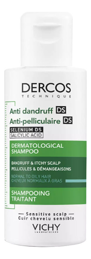 интенсивный шампунь уход против перхоти для нормальных и жирных волос dercos anti-dandruff: шампунь 75мл