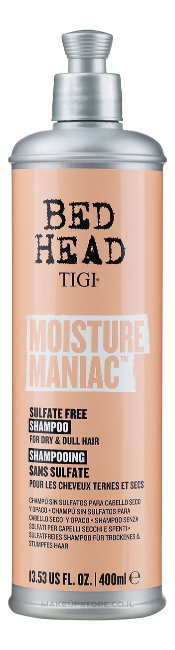 бессульфатный шампунь для увлажнения волос bed head moisture maniac shampoo: шампунь 400мл