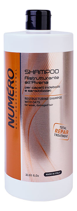 восстанавливающий шампунь для волос с экстрактом овса numero restructuring with oats shampoo: шампунь 1000мл