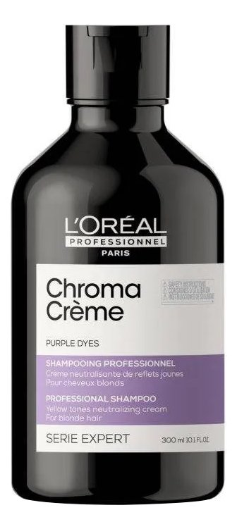 шампунь с фиолетовым пигментом для нейтрализации желтизны светлых волос serie expert chroma creme purple dyes 300мл: шампунь 300мл