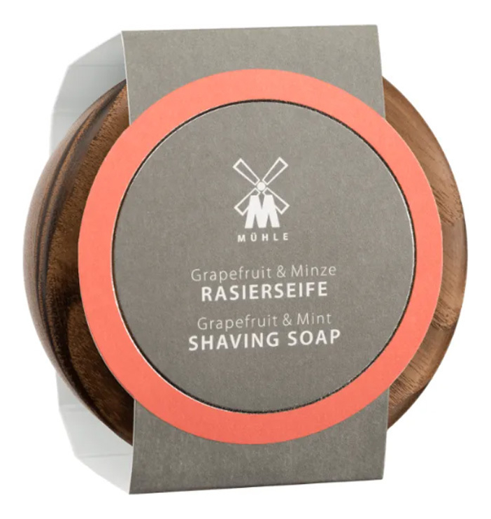 твердое мыло для бритья в деревянной чаше skin care grapefruit & mint shaving soap 65г (грейпфрут и мята)
