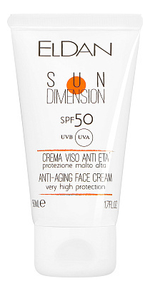 солнцезащитный крем для лица anti-aging face cream sun dimension spf50 uva 50мл