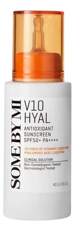 солнцезащитный крем с антиоксидантами v10 hyal antioxidant sunscreen spf50+ pa++++ 40мл