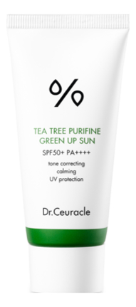 солнцезащитный крем для лица с экстрактом чайного дерева tea tree purifine green up sun spf50+ pa++++ 50мл