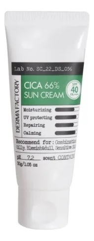 солнцезащитный крем с экстрактом центеллы азиатской cica 66% sun cream spf40 pa+++ 30г: крем 30г