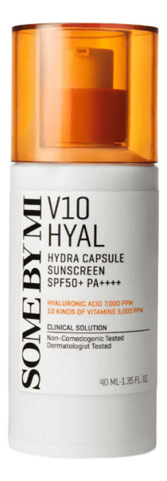 капсульный солнцезащитный крем для лица v10 hyal hydra capsule sunscreen spf50+ pa++++ 40мл