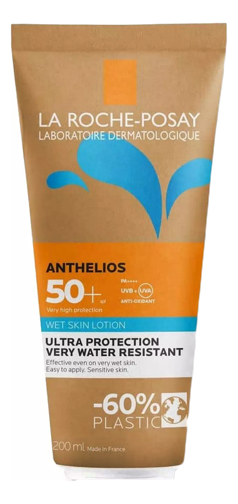 солнцезащитный гель-крем с технологией нанесения на влажную кожу anthelios wet skin lotion spf50+ pa++++ 200мл