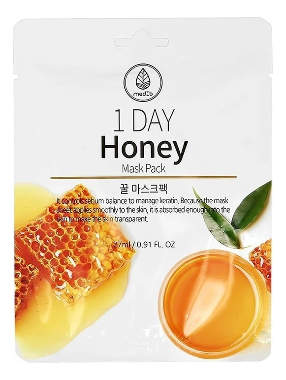 тканевая маска для лица с экстрактом меда 1 day honey mask pack 27мл