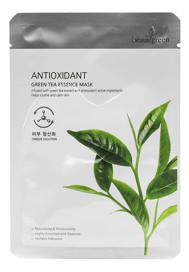 тканевая маска для лица с экстрактом зеленого чая premium green tea essence mask 23г
