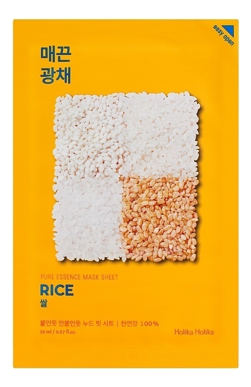 успокаивающая тканевая маска для лица с экстрактом риса pure essence mask sheet rice 20мл: маска 1шт