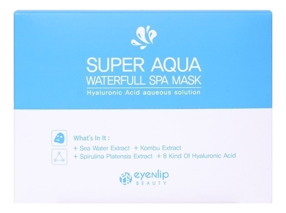 тканевая маска для лица с морской водой super aqua waterfull spa mask 25мл: маска 1шт