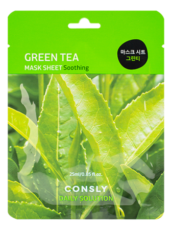 тканевая маска для лица с экстрактом листьев зеленого чая daily solution green tea mask sheet 25мл: маска 1шт