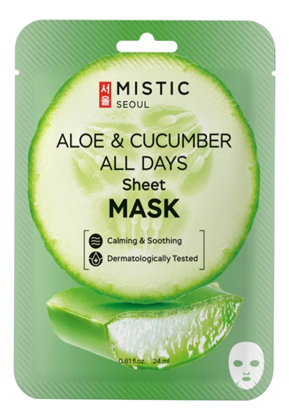 тканевая маска для лица с экстрактами огурца и алоэ aloe & cucumber all days sheet mask 24мл