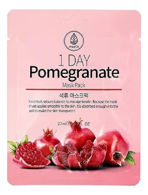 тканевая маска для лица с экстрактом граната 1 day pomegranate mask pack 27мл
