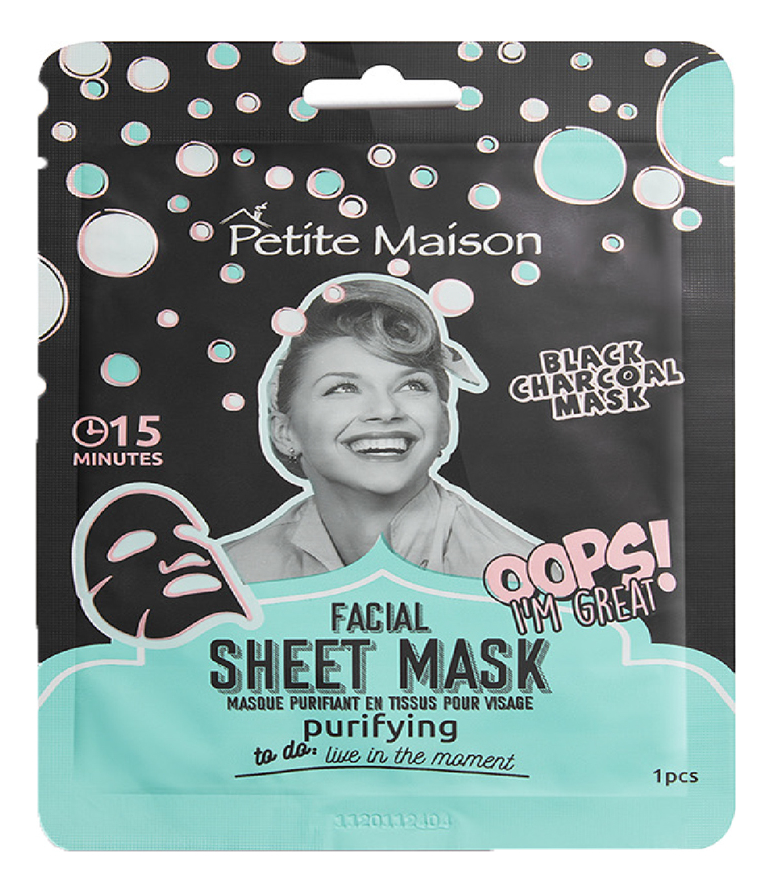 очищающая маска для лица facial sheet mask purifying black charcoal 25мл