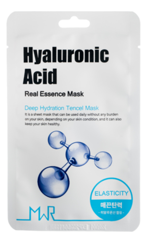 тканевая маска для лица с гиалуроновой кислотой mwr hyaluronic acid real essence mask 25г