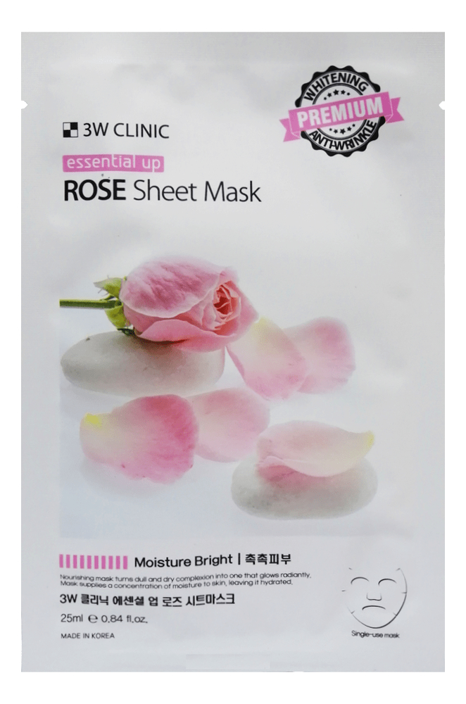 тканевая маска для лица с экстрактом розы essential up rose sheet mask 25мл: маска 1шт