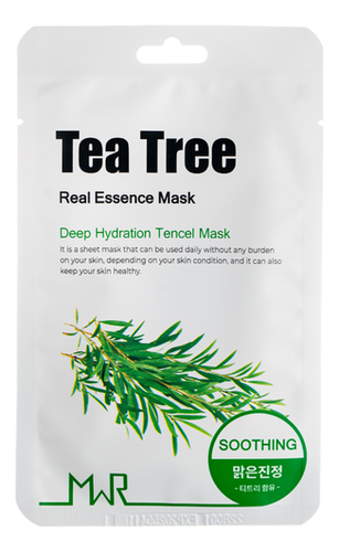 тканевая маска для лица с экстрактом чайного дерева mwr tea tree real essence mask 25г