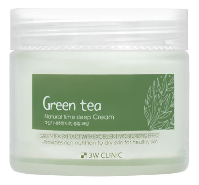 ночной крем для лица с экстрактом зеленого чая green tea natural time sleep cream 70г