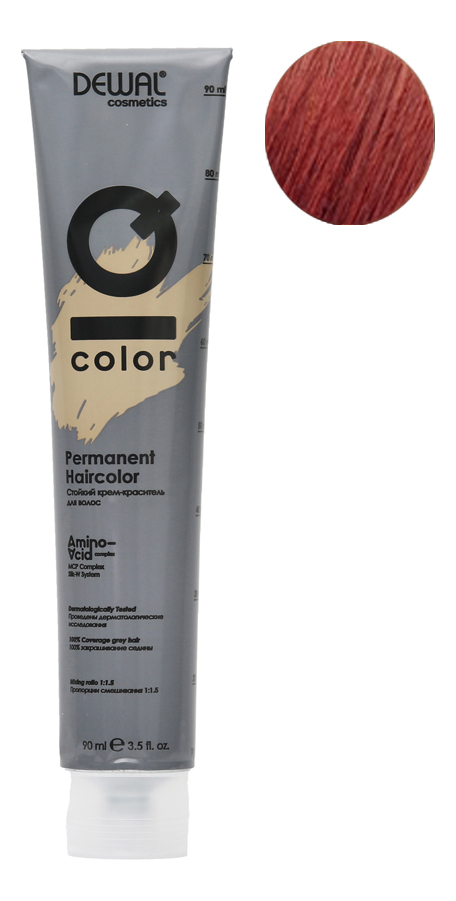 стойкий крем-краситель для волос на основе протеинов риса и шелка cosmetics iq color permanent haircolor 90мл: 7.44 intense copper blonde