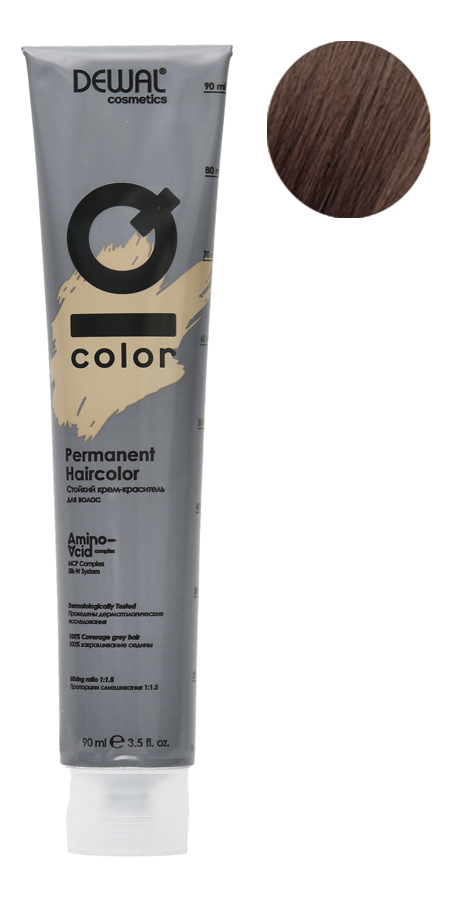 стойкий крем-краситель для волос на основе протеинов риса и шелка cosmetics iq color permanent haircolor 90мл: 5.0 light brunette