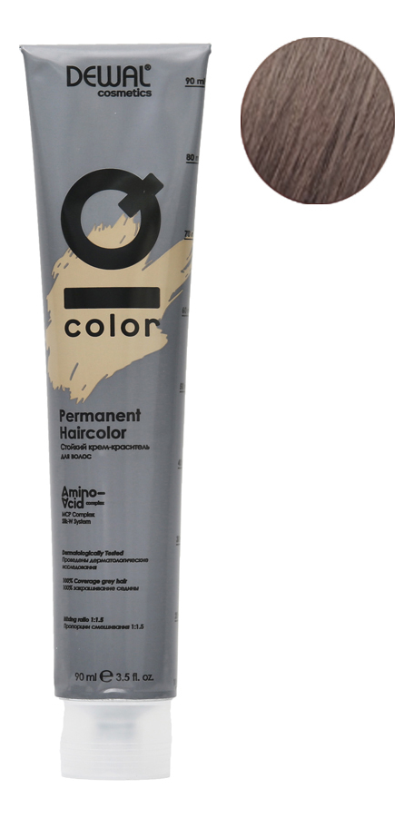 стойкий крем-краситель для волос на основе протеинов риса и шелка cosmetics iq color permanent haircolor 90мл: 7.1 ash blonde