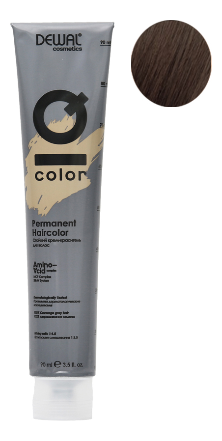 стойкий крем-краситель для волос на основе протеинов риса и шелка cosmetics iq color permanent haircolor 90мл: 4.0 brunette