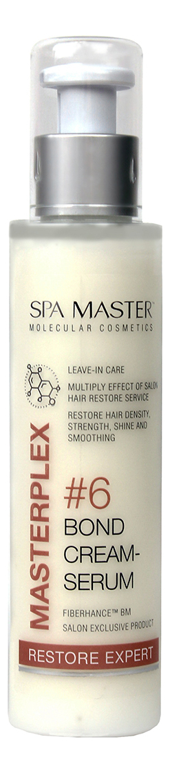 регенерирующий крем-эликсир для волос masterplex #6 bond cream-serum regenerating hair cream elixir ph 5.0 125мл