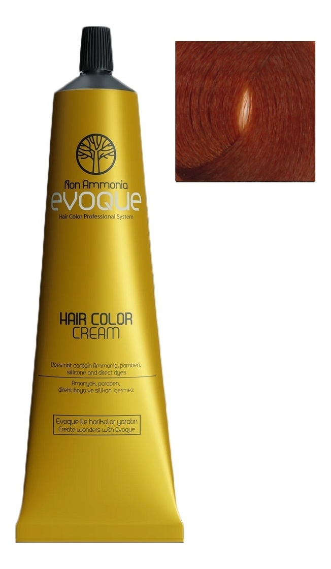 крем-краска для волос без аммиака non ammonia hair color cream 100мл: 7.44 intense copper blond