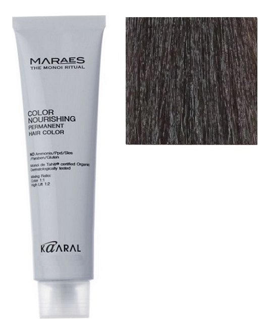 перманентная крем-краска с низким содержанием аммиака maraes color nourishing permanent hair 100мл: 4.0 каштан