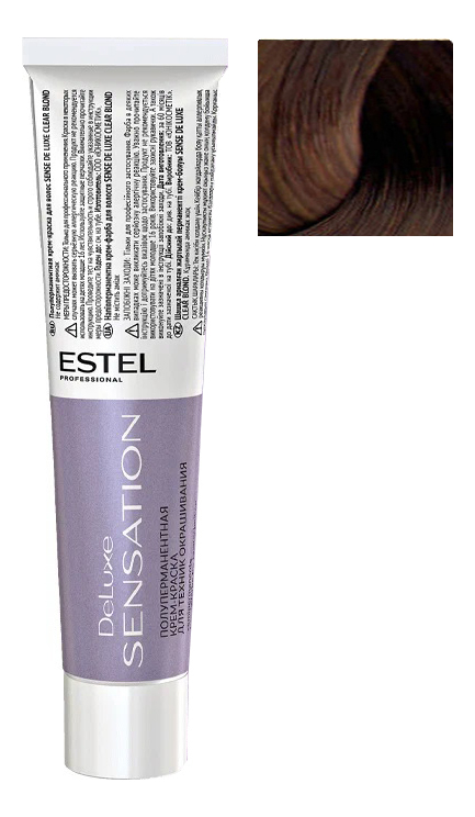 безаммиачная крем-краска для волос de luxe sensation 60мл: 6/74 темно-русый коричнево-медный
