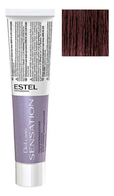 безаммиачная крем-краска для волос de luxe sensation 60мл: 6/65 темно-русый фиолетово-красный