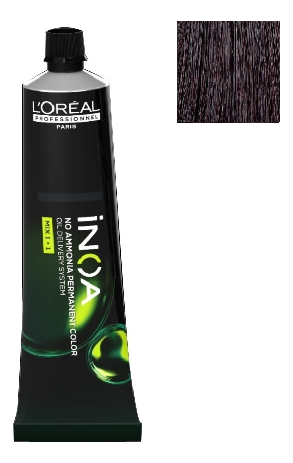 безаммиачная краска для волос inoa oil delivery system 60г: 4.15 шатен пепельный красное дерево