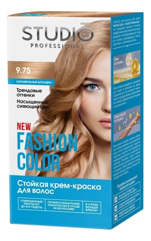 стойкая крем-краска для волос fashion color 50/50/15мл: 9.75 карамельный блондин