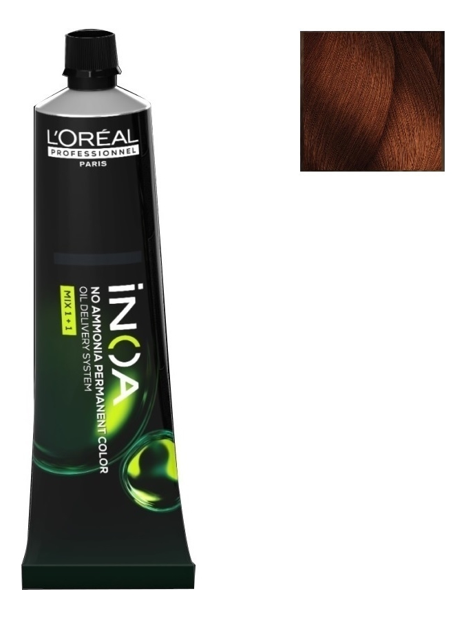 безаммиачная краска для волос inoa oil delivery system 60г: 7.42 блондин медный перламутровый