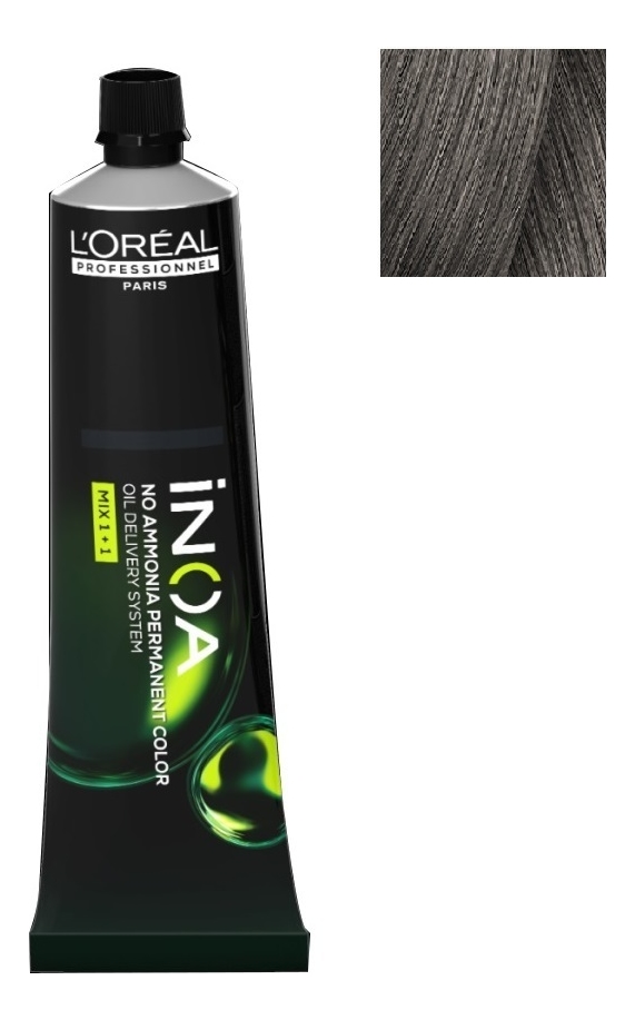 безаммиачная краска для волос inoa oil delivery system 60г: 7.11 блондин пепельный интенсивный