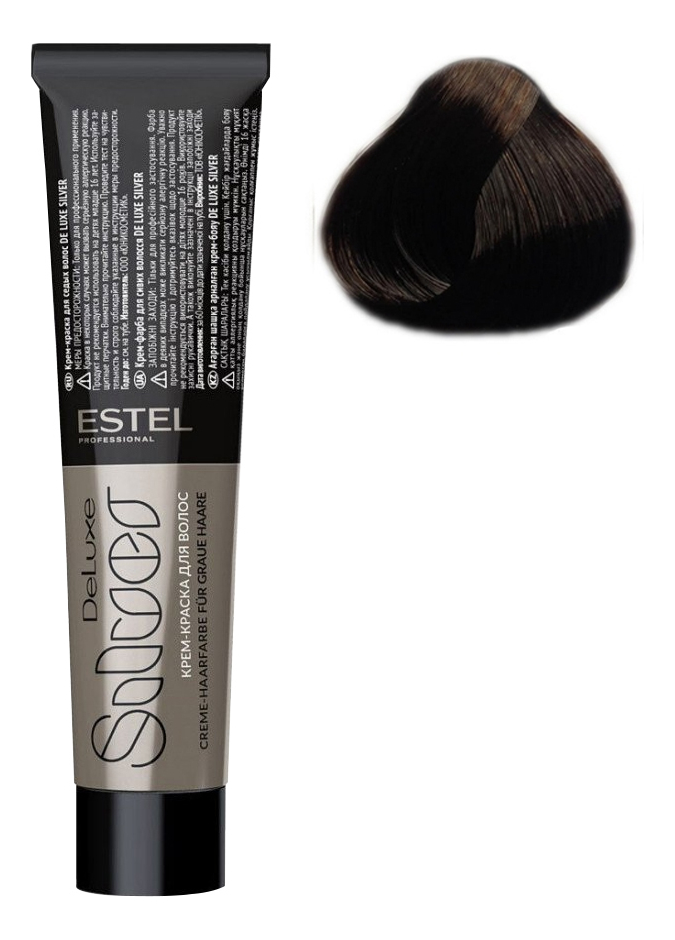 крем-краска для седых волос de luxe silver 60мл: 4/7 шатен коричневый