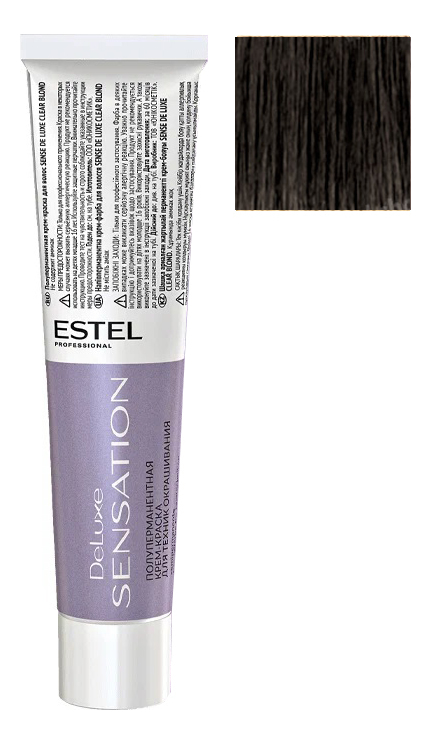 безаммиачная крем-краска для волос de luxe sensation 60мл: 3/0 темный шатен