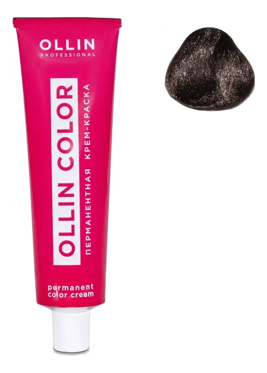 перманентная крем-краска для волос ollin color 100мл: 4/1 шатен пепельный