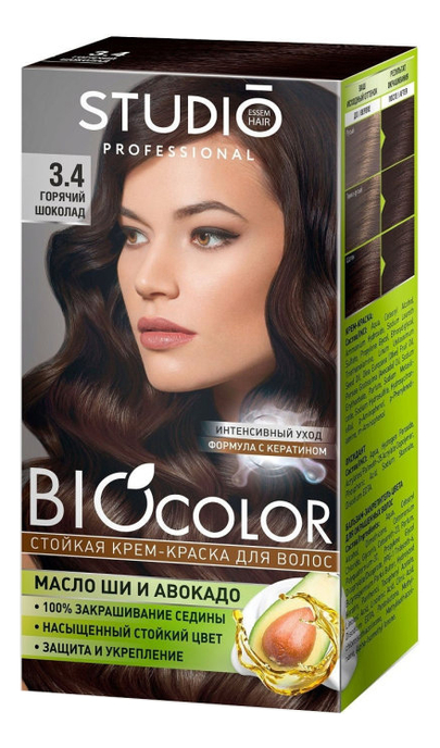 стойкая краска для волос biocolor 2*50/15мл: 3.4 горячий шоколад