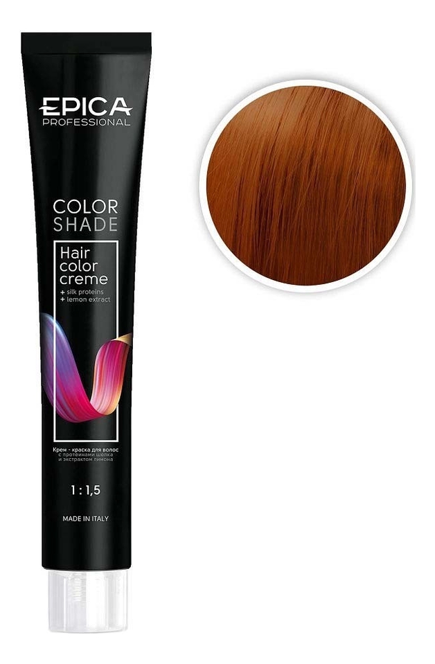 крем-краска для волос color shade 100мл: 7.44 русый интенсивный медный