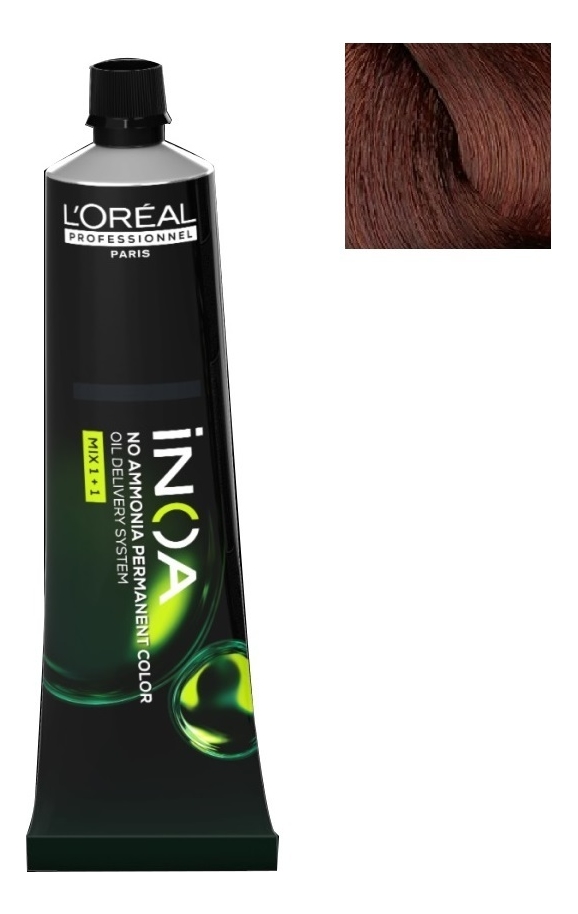 безаммиачная краска для волос inoa oil delivery system 60г: 5.4 светлый шатен медный