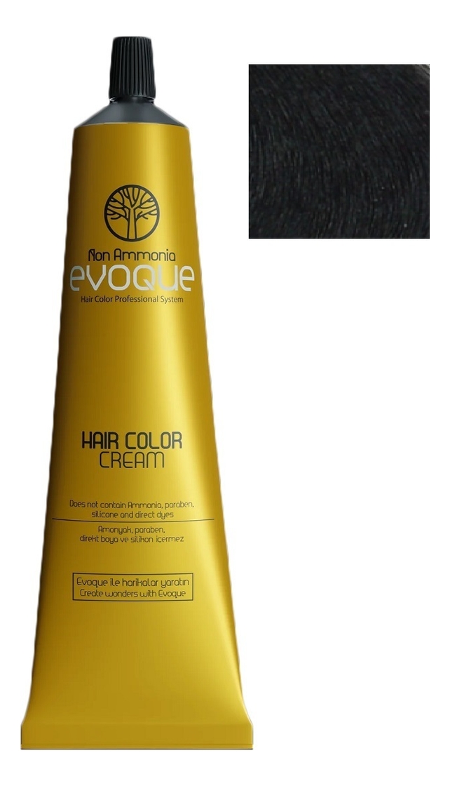 крем-краска для волос без аммиака non ammonia hair color cream 100мл: 1 black