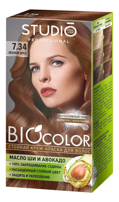 стойкая краска для волос biocolor 2*50/15мл: 7.34 лесной орех