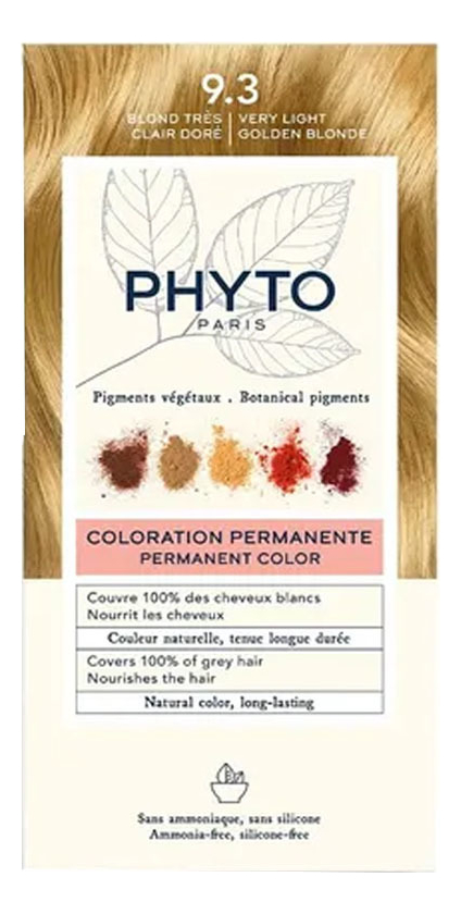 краска для волос phyto color: 9.3 очень светлый золотистый блонд